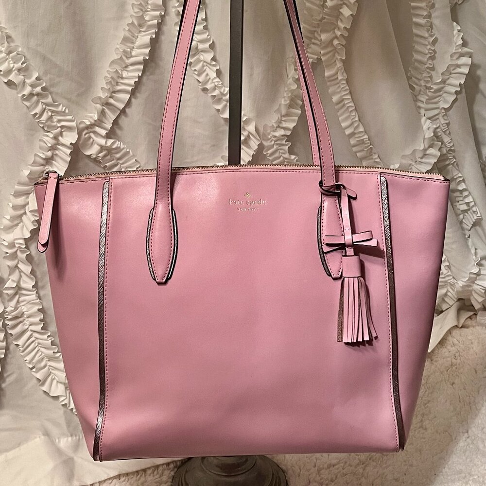 Kate Spade Light Pink/Lilac Tote with Bow Tassel
